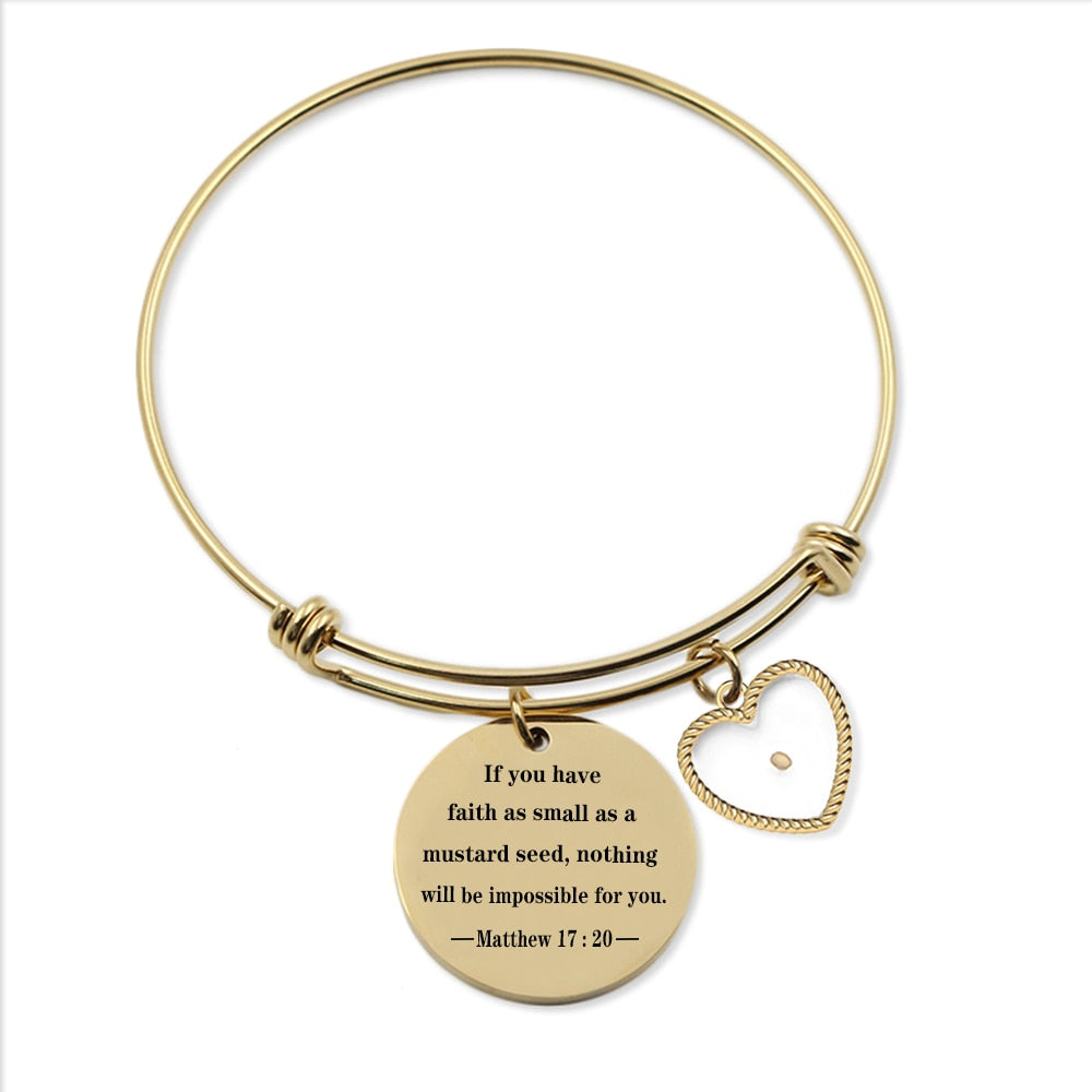 Mustard Seed Adjustable Bangle Bracelet