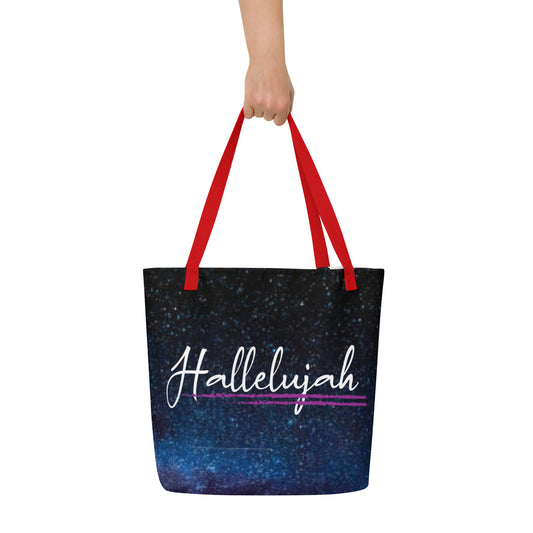 Hallelujah Space-All-Over Print Large Tote Bag