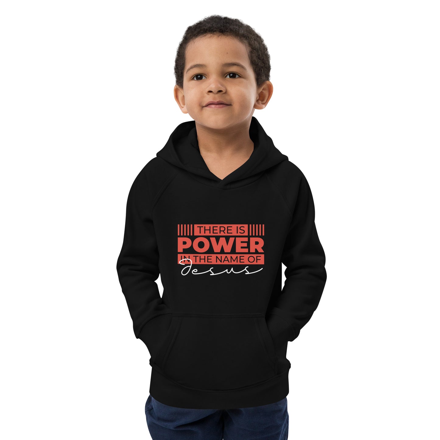 Power in The Name-Kids eco hoodie - Ladaitt Christian Store