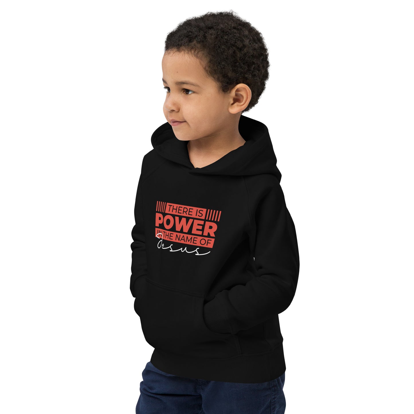 Power in The Name-Kids eco hoodie - Ladaitt Christian Store