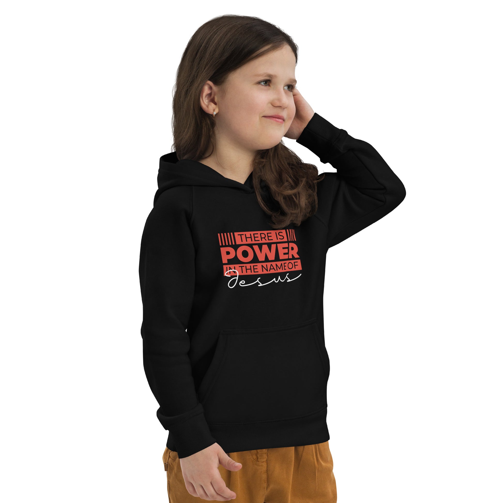 Power in The Name-Kids eco hoodie - Ladaitt Christian Store