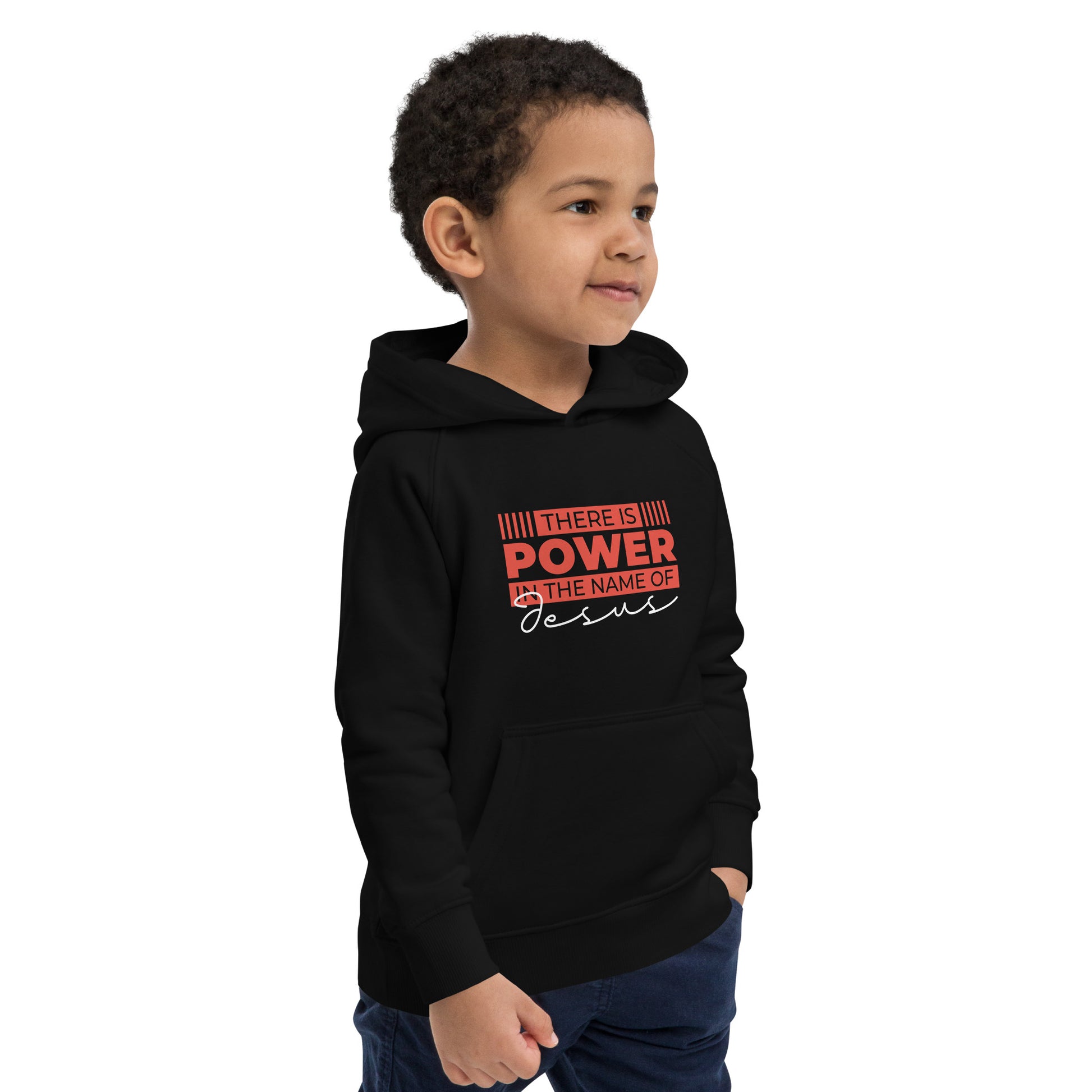 Power in The Name-Kids eco hoodie - Ladaitt Christian Store