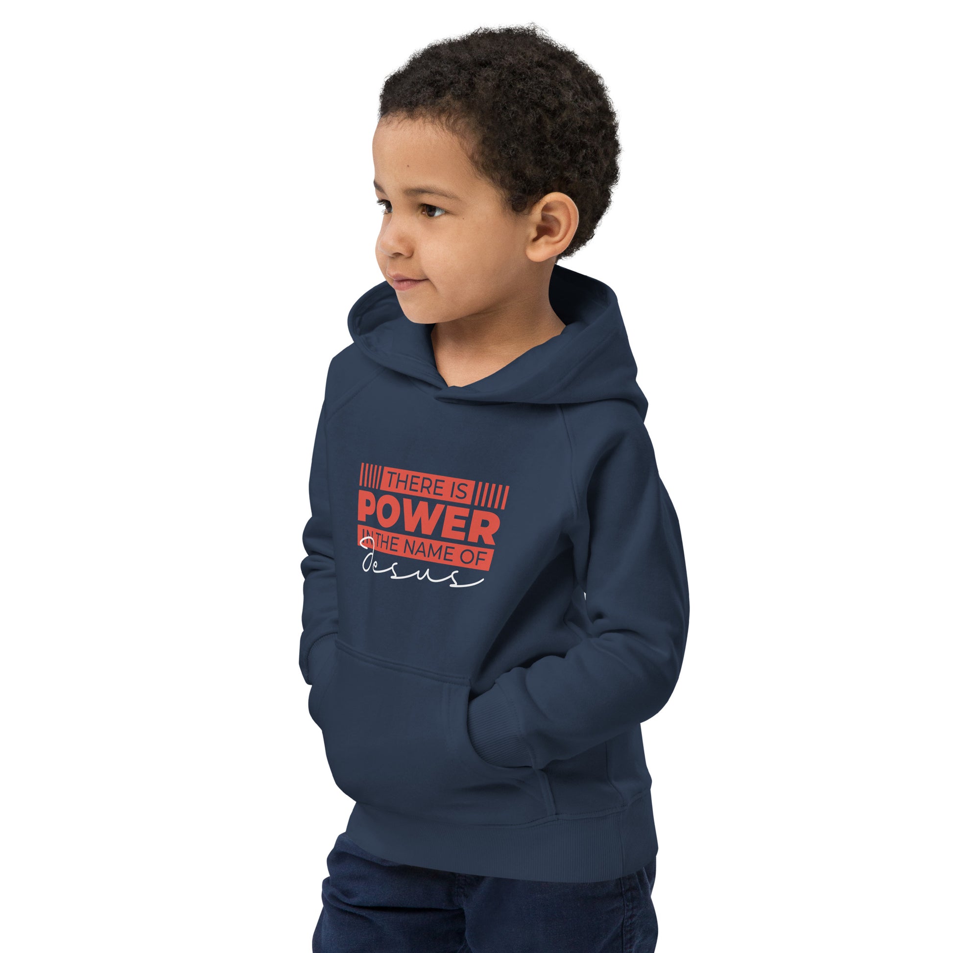 Power in The Name-Kids eco hoodie - Ladaitt Christian Store